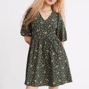 Madewell Women's Poplin Floral Print Puff Sleeve Dress, Size 4